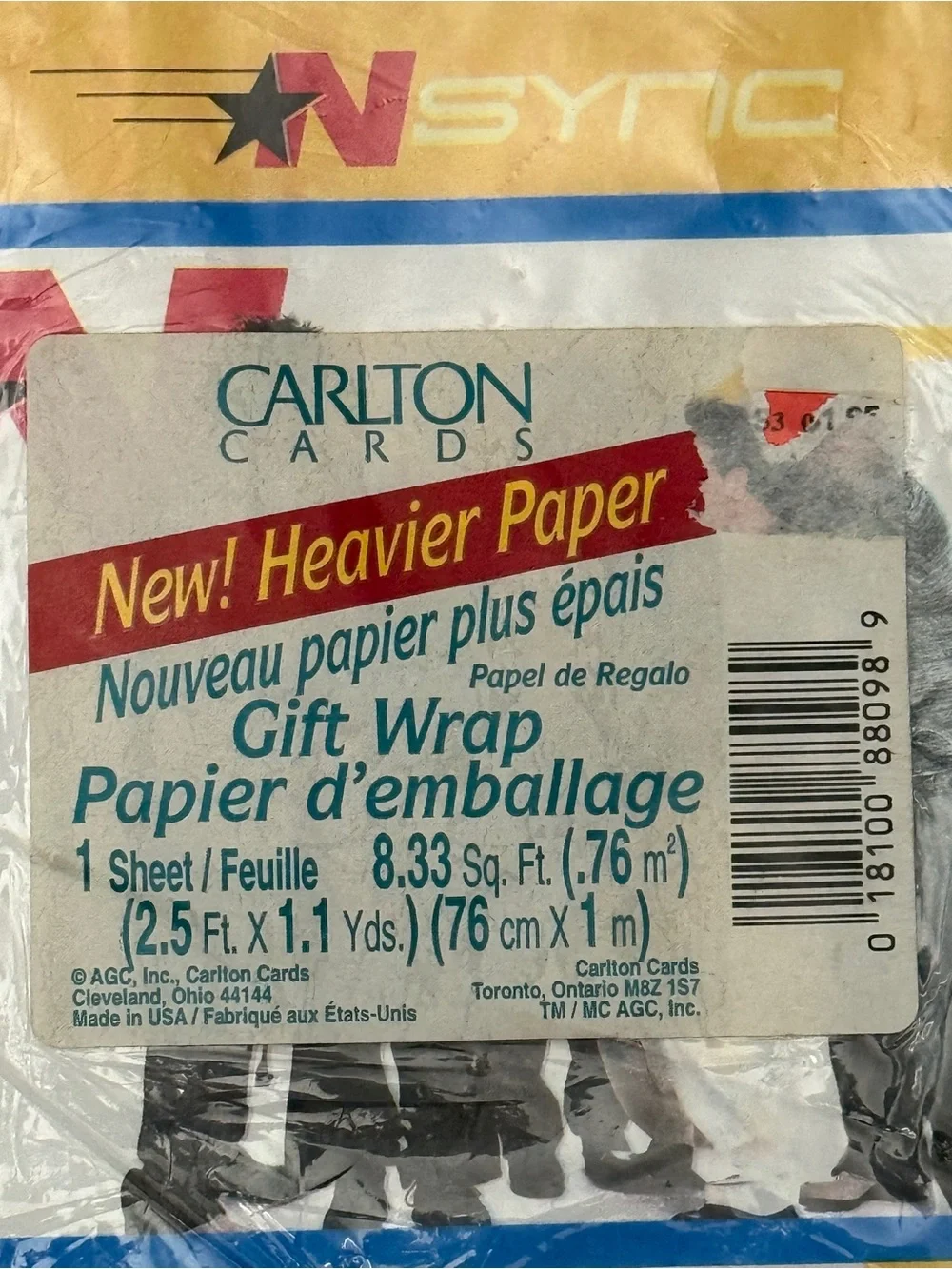 NWT N’Sync Gift Wrapping Paper Rare Vintage 8.33 Square Feet.